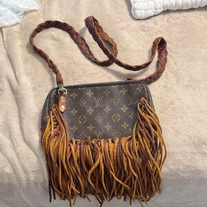 Louis Vuitton Monogram Brown and Tan Fringe Crossbody Bag